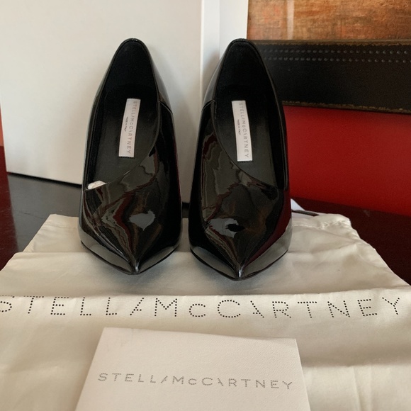 STELLA McCARTNEY Gloss Black Stiletto 5" Spike High Heels Glam NEW IN BOX! - Picture 3 of 16